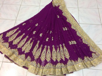 Chiffon hand work saree