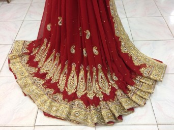 Chiffon hand work saree