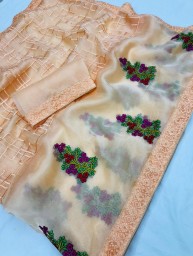 Organza embroidarysaree