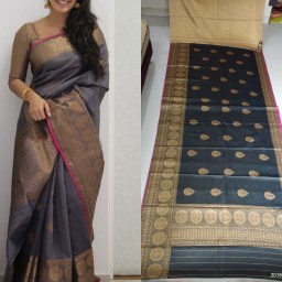 Satin zari saree