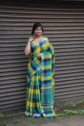 Linen cotton saree