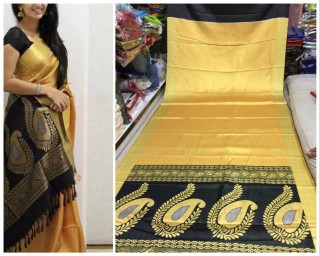 Satin zari saree